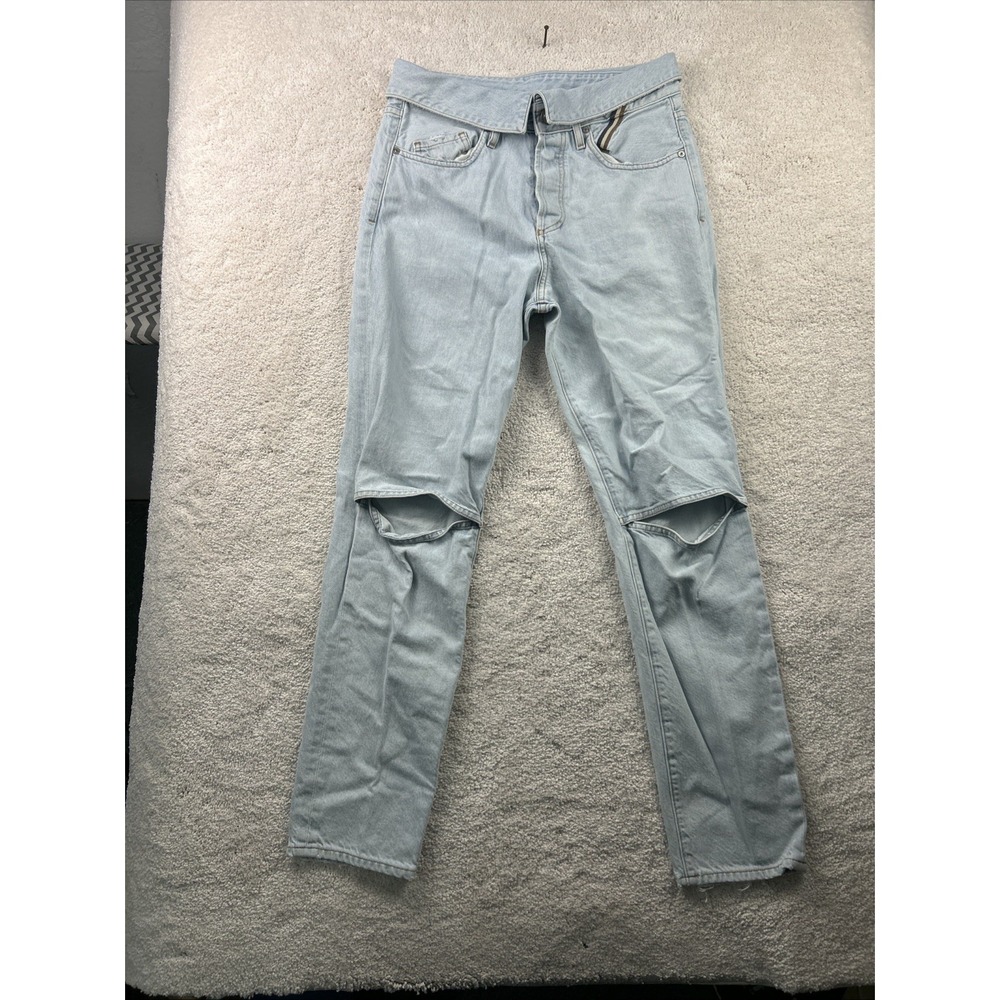 ATELIER Womens High Rise Flip‎ over Waist Straight Leg Open Knee Jeans 27x29
